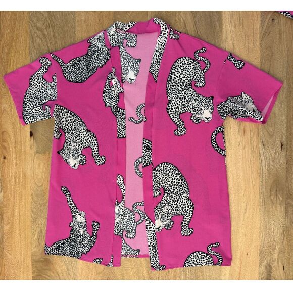 Kimono and shorts set, size M, fuchsia and print Shein - Picture 2 of 4